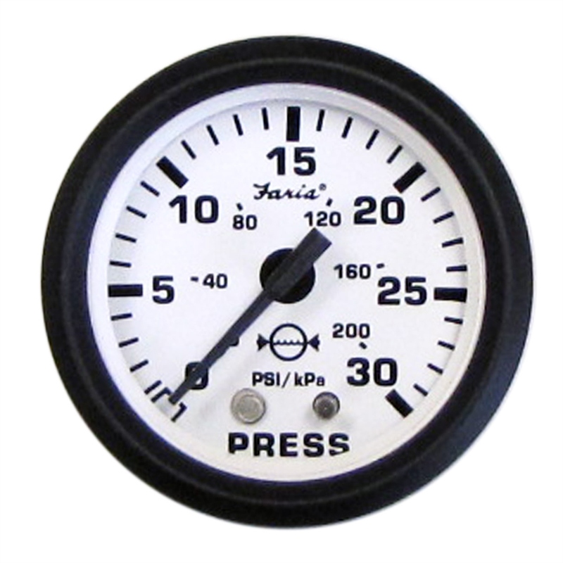 Faria Instruments 12903 FARIA EURO WHITE 2" WATER PRESSURE GAUGE KIT 30PSI