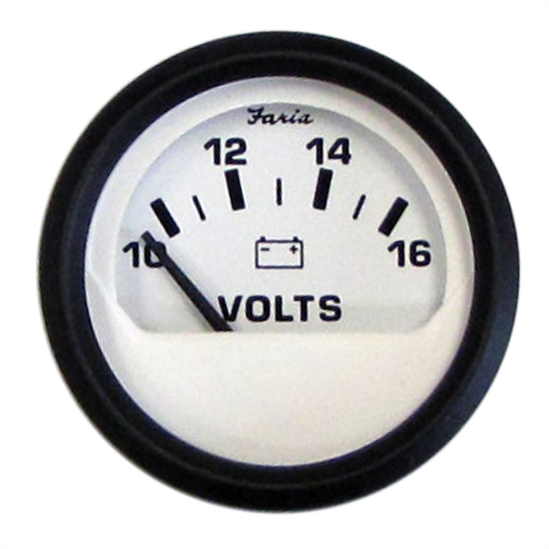 Faria Instruments 12911 Euro White 2 Inch Voltmeter Gauge 10-16 VDC