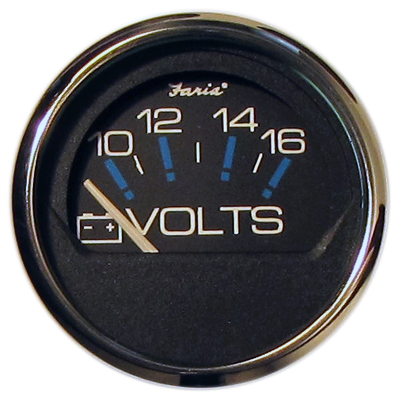 Faria Instruments 13705 Chesapeake SS Black 2" Voltmeter Gauge 10-16 VDC