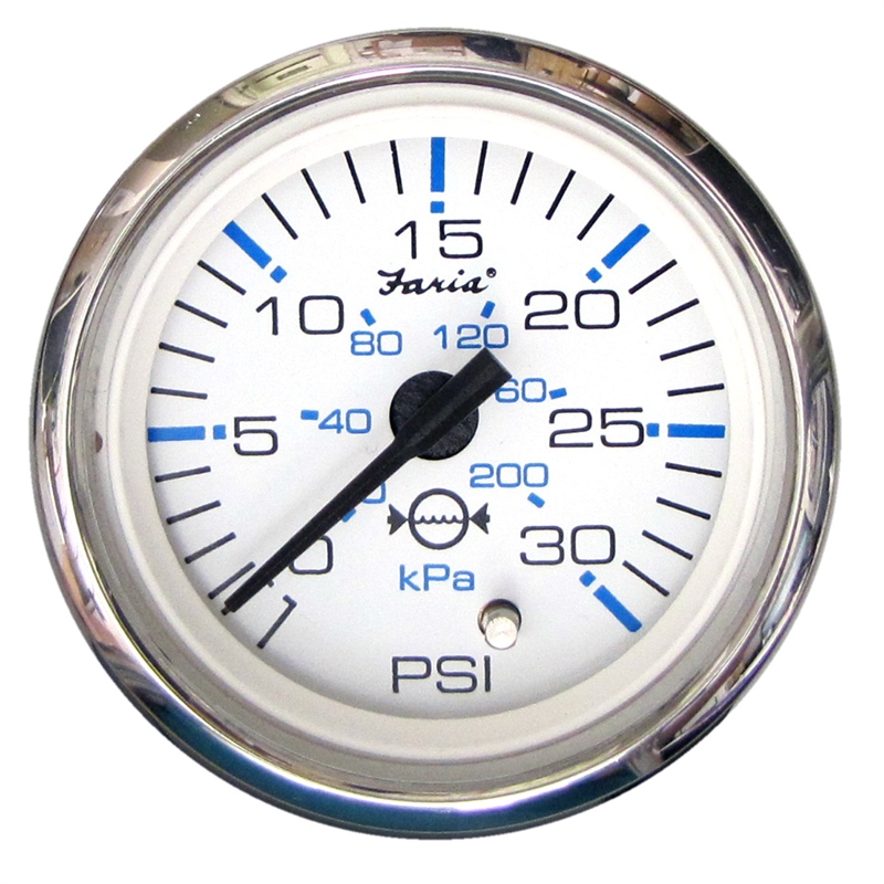 Faria Instruments 13812 Chesapeake White SS 2" Water Pressure Gauge 30 PSI