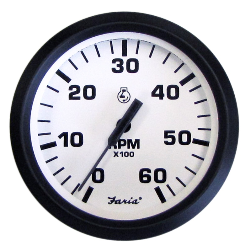 Faria Instruments 32904 Euro White 4" Tachometer 6000 RPM Gas Inboard I/O