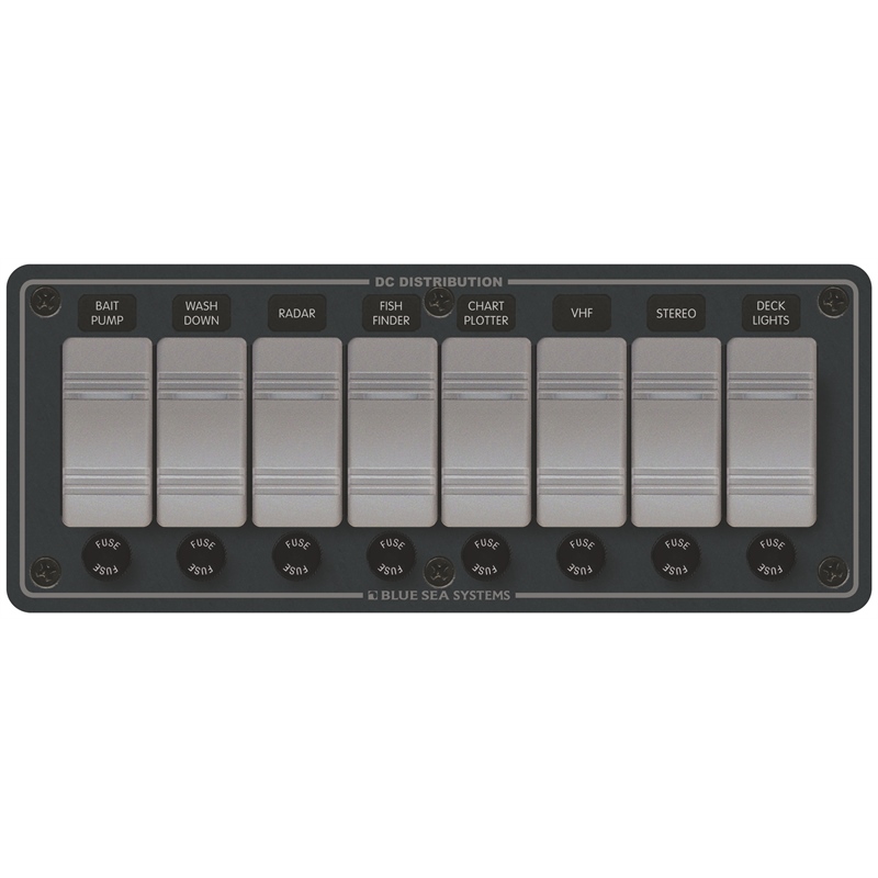 Blue Sea Systems 8261 Contura Water Resistant 8-Position Switch Panel 12V/24V Gray