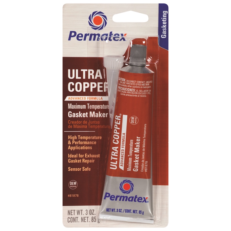 Permatex 81878 Ultra Copper High-Temp RTV Silicone Gasket Maker 3 oz