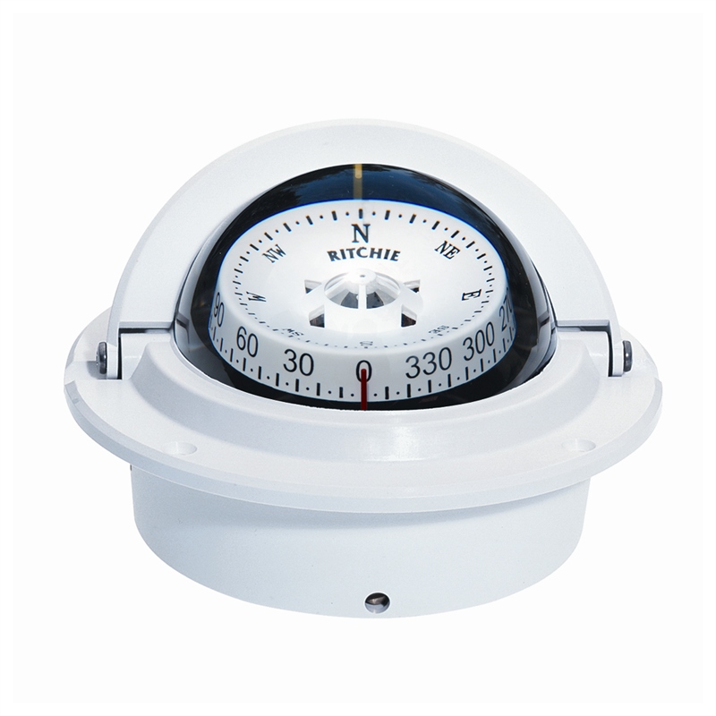 Ritchie Navigation F-83W Voyager Flush Mount Marine Compass White CombiDial