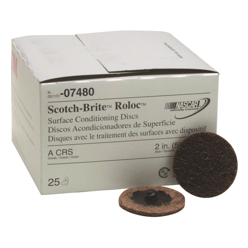 3M 07480 Roloc 2" Surface Conditioning Disc 80-100 Grit Brown 25-Pack