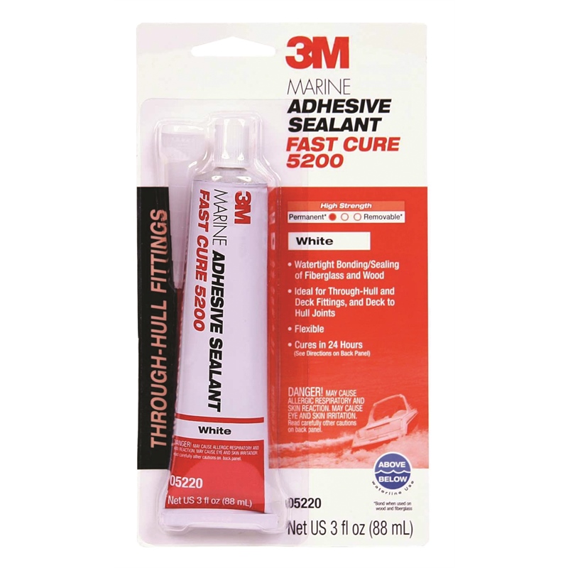 3M 06535 Marine Adhesive Sealant 5200 Fast Cure White 1 oz Tube