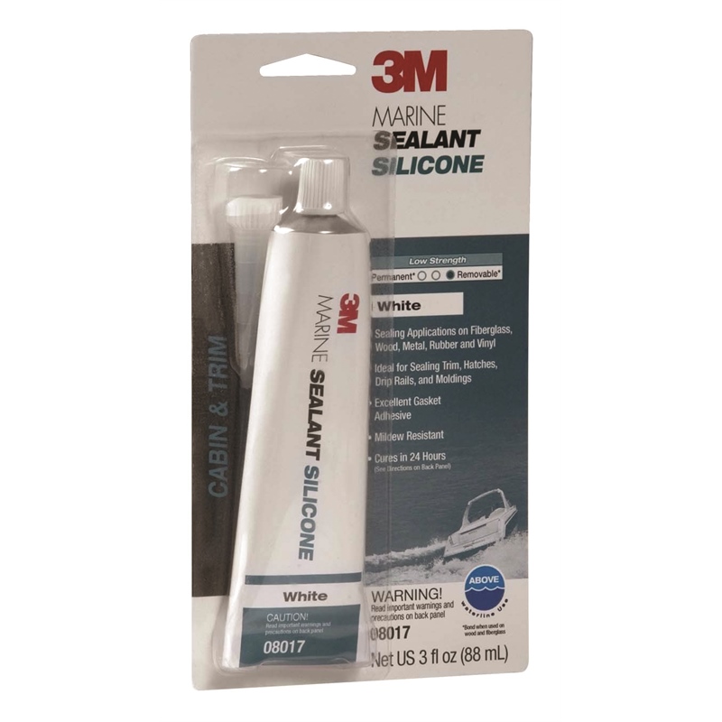 3M 08017 Marine Grade Silicone Sealant White 3 oz Tube
