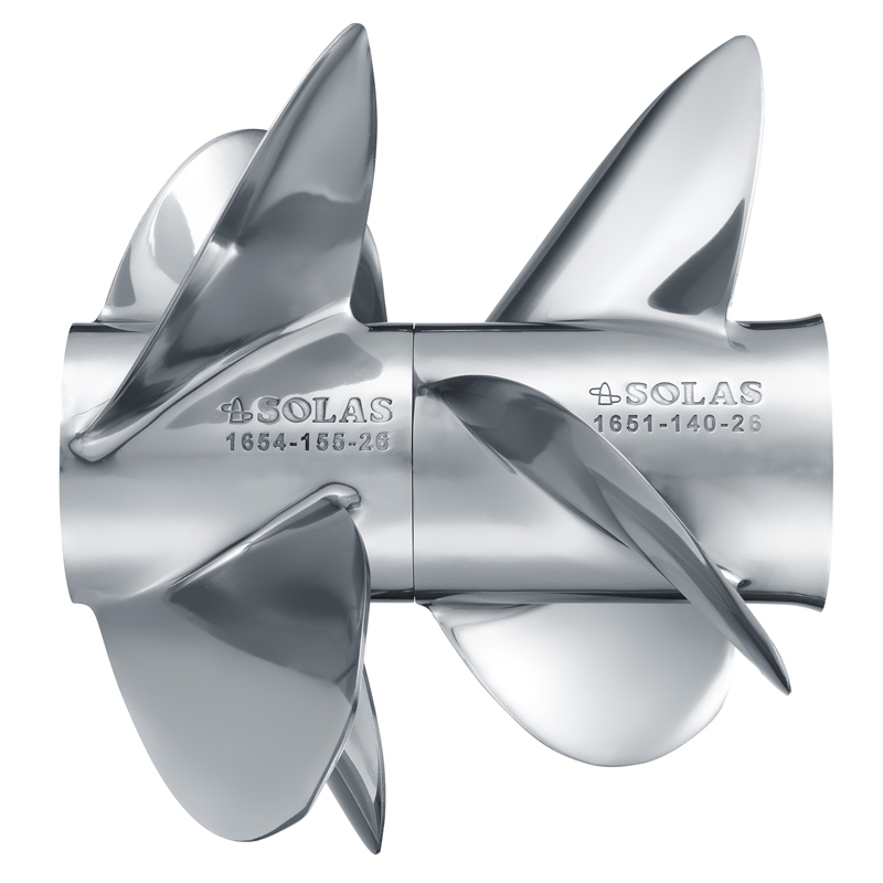Solas 1654-155-26 Dual Front Propeller for Mercruiser Bravo Three, Stainless Steel