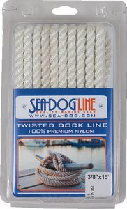 Sea-Dog Line 301112020WH-1 Twisted Nylon Dock Line 1/2" X 20', White