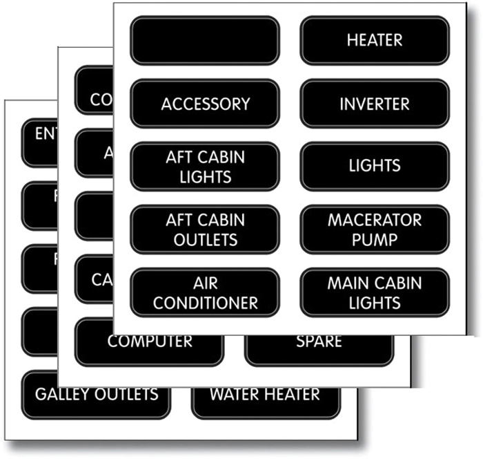 Blue Sea Systems 8030 DC Panel Basic Label Kit - 30 Pre-Printed Circuit Labels