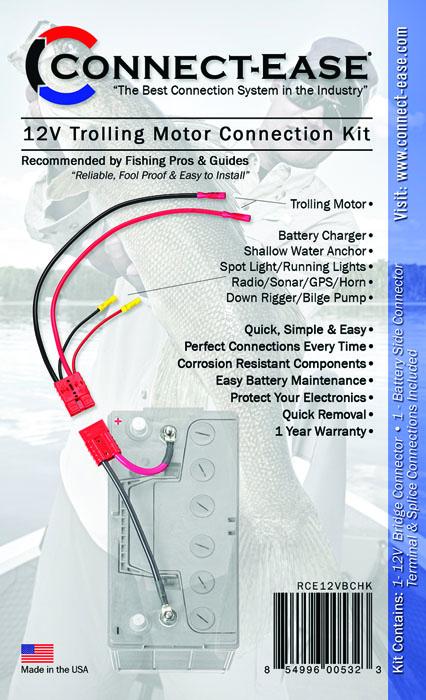 Connect-Ease RCE12VBCHK 12V Trolling Motor Connection with Charging Leads