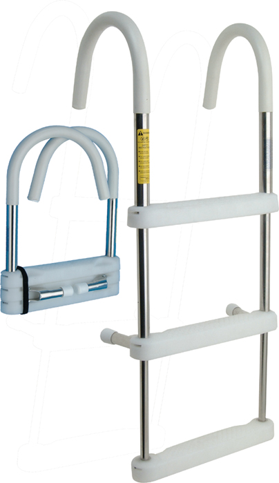 Garelick 06131 3-Step Telescoping Stainless Steel Hook Ladder