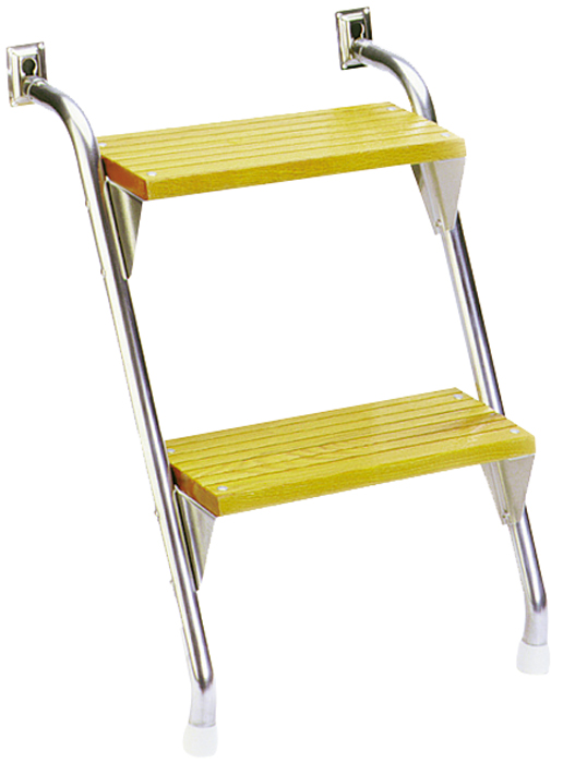 Garelick 25028 EEz-In Cockpit Step Ladder 28" Anodized Aluminum with Oak Treads