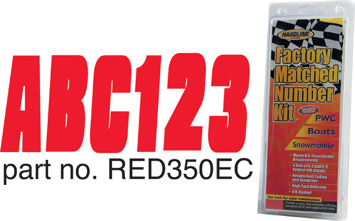 Hardline Products RED350EC 3-Inch Boat Registration Number Kit Red