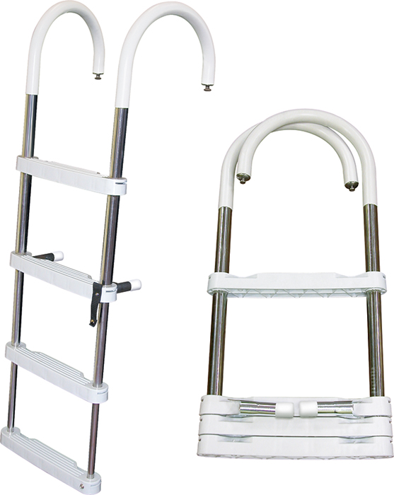 Jif Marine DUF4 4-Step Telescoping Pontoon Ladder Stainless Steel