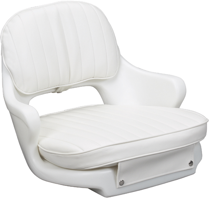 Moeller ST2000-HD Marine Boat Seat with Molded Arms and Cushion Set - White