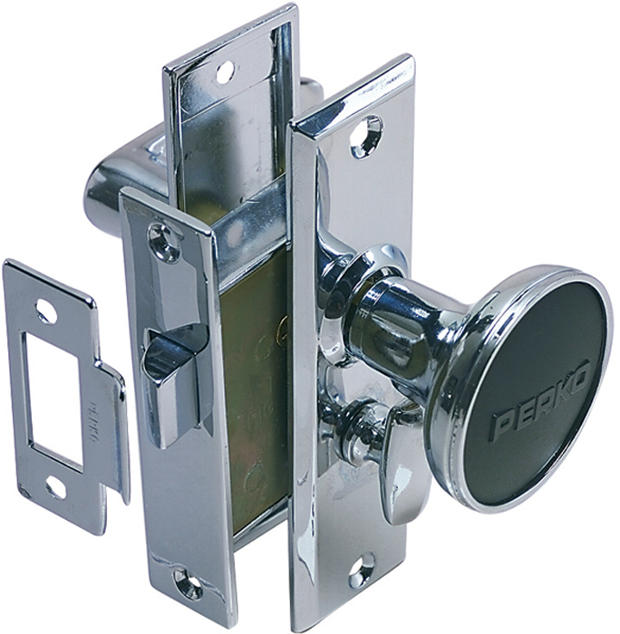 Perko 0960DP0CHR Mortise Latch Set with Turn Button Lock