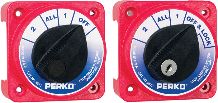 Perko 8512DP Compact Medium Duty Battery Selector Switch with Key Lock
