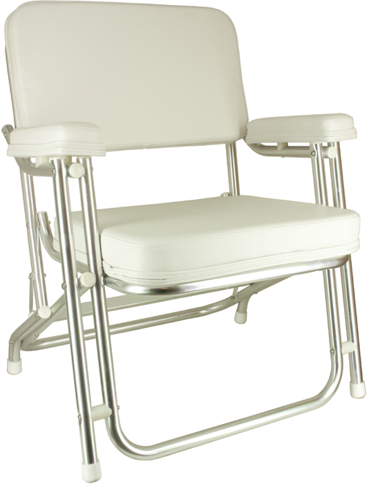 Springfield Marine 1080021-SS Folding Deck Chair White with Stainless Steel Frame