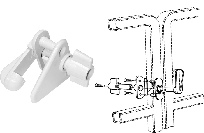 T-H Marine GL1DP Pontoon Gate Latch for 1", 1-1/8" and 1-1/4" Square Tubing