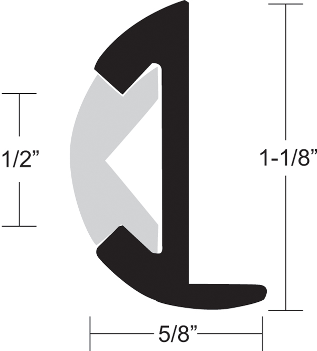 Taco Metals A11-0347BLY12D Aluminum Rub Rail 1-1/8" x 12' Black Anodized