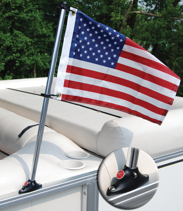 Taylor Made 921 Pontoon Flag Pole 24" with Mount and US Flag