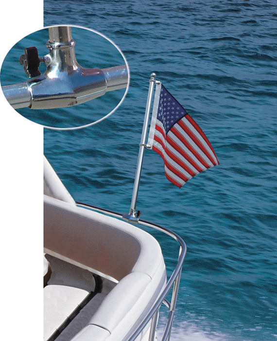 Taylor Made 973 Taylor Stainless Steel Rail Mount Flag Pole Socket For 1" Diameter Flag Poles