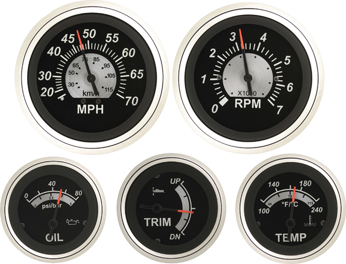 Sierra 67021P Black Sterling Series 2" Stainless Steel Fuel Gauge