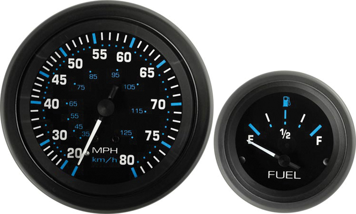 Sierra 68390P Eclipse Fuel Gauge E-F Marine Instrument Black Dial