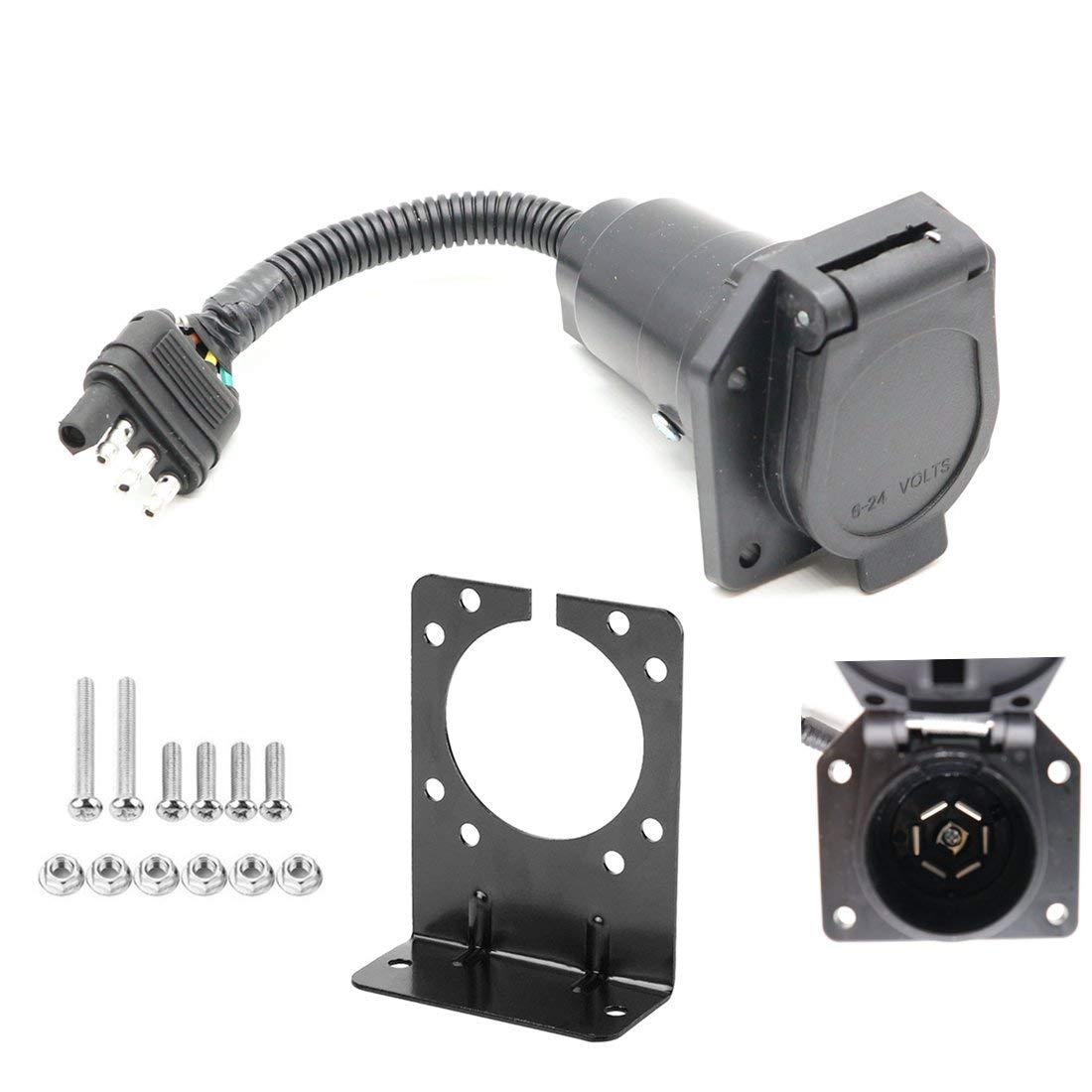 RV Pigtails 20020 4-Flat to 7-Way RV Trailer Wiring Adapter