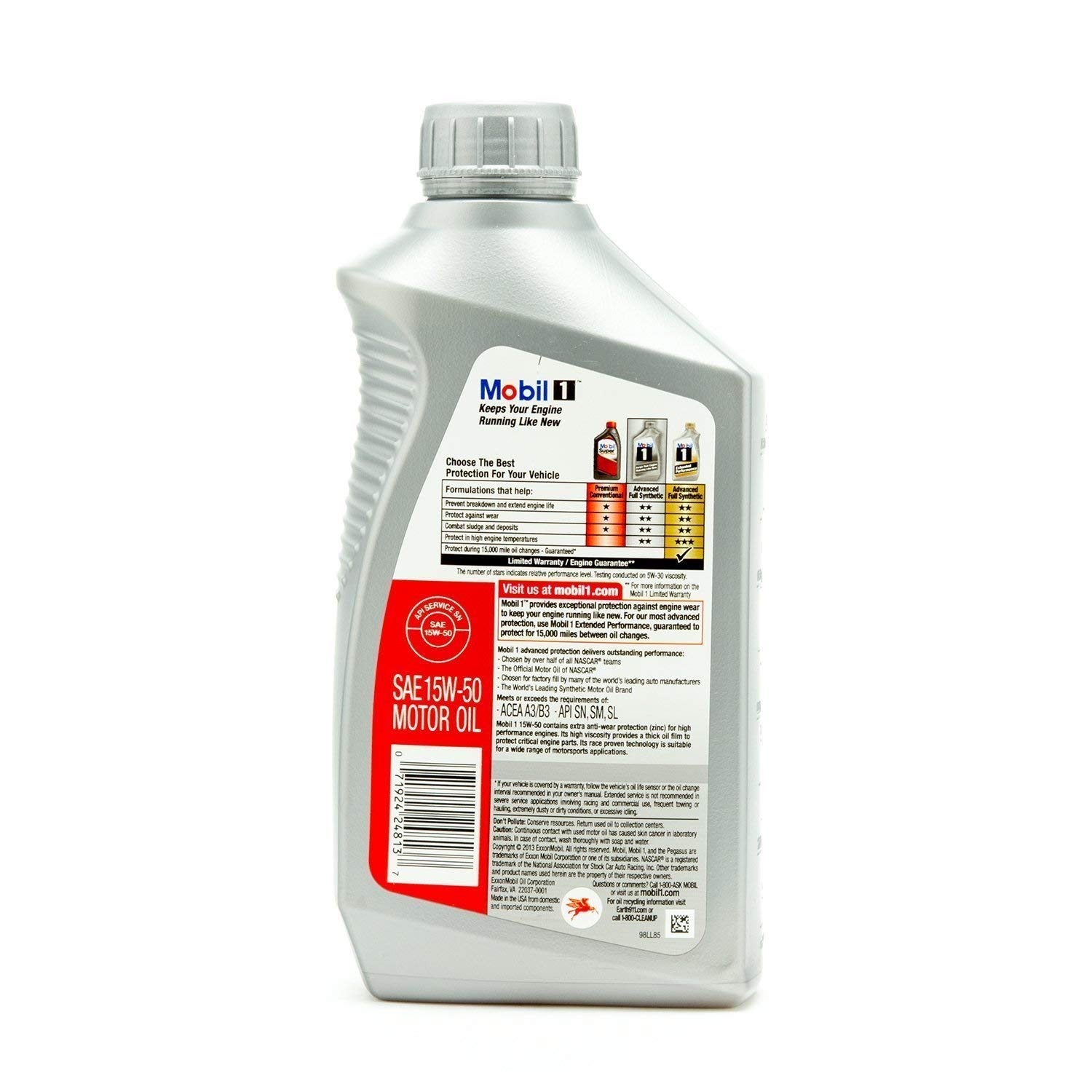 Mobil 122377 Mobil 1 15W-50 Advanced Full Synthetic Motor Oil - 1 Quart