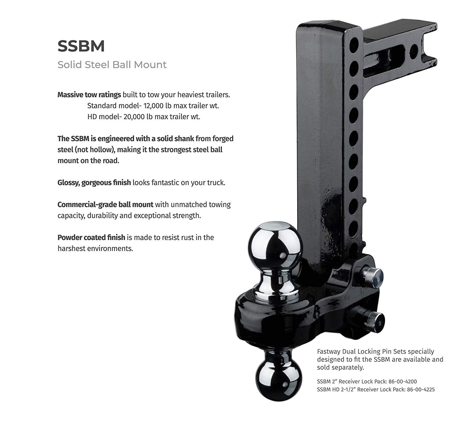 Equalizer 49005900 Adjustable Steel Ball Mount 10 Inch Drop 2 Inch Shank