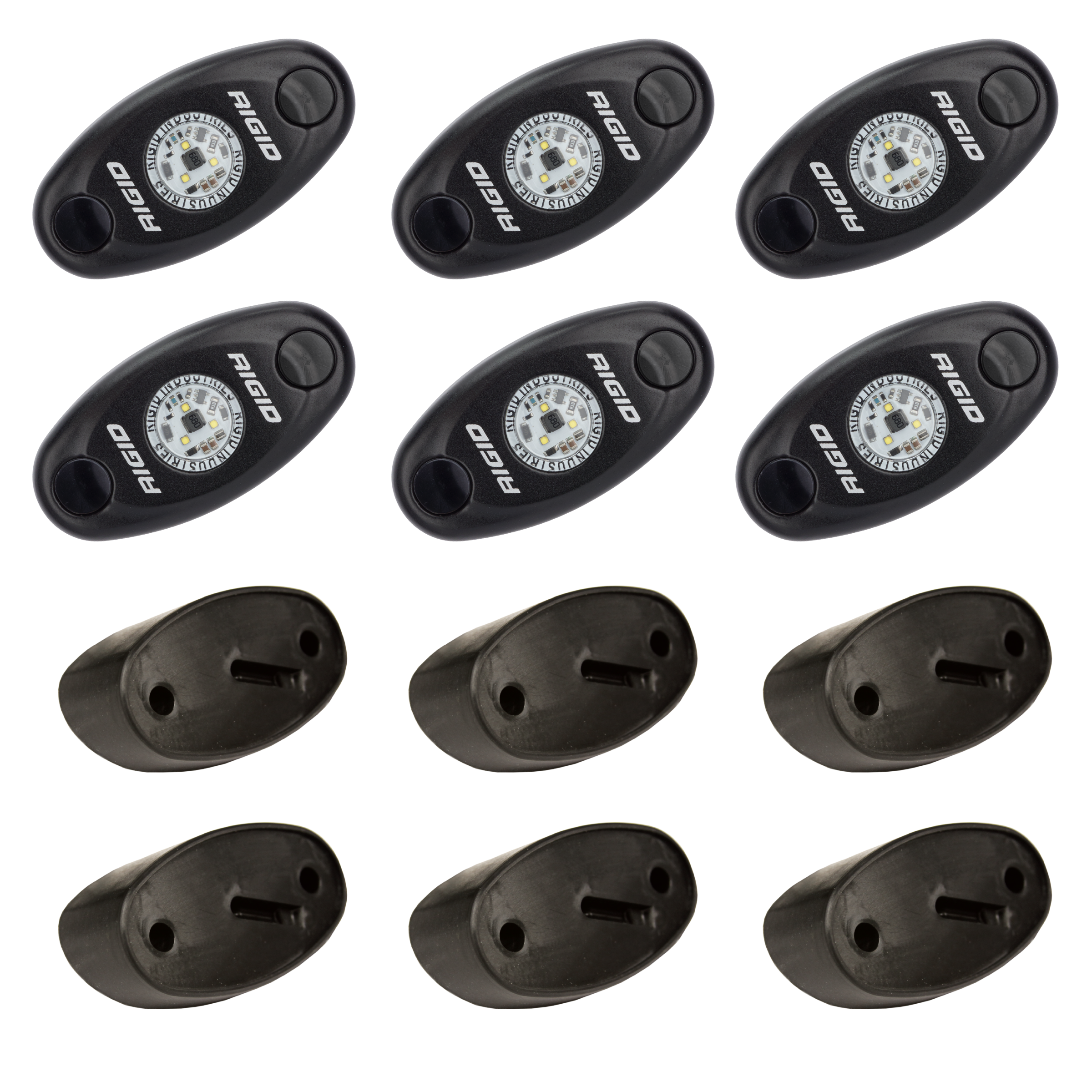 Picture of RIGID Industries 400293 A-Series LED Rock Light Kit Amber High Power - 6-Pack