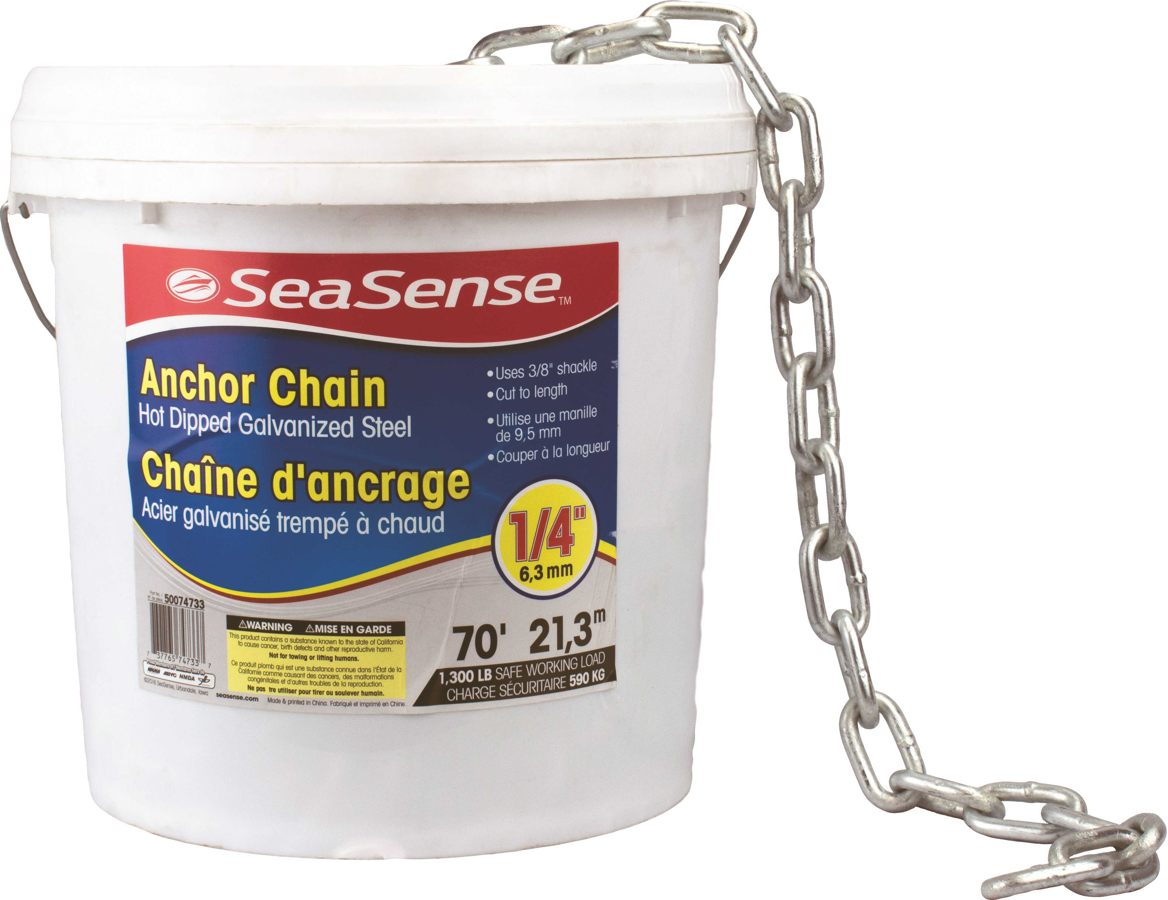 SeaSense 50074735 Galvanized Anchor Chain 5/16 Inch x 45 Feet