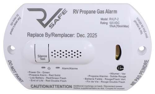 RV Safe RVLP2W 2-Wire RV Propane Gas Detector 12V White Surface Mount