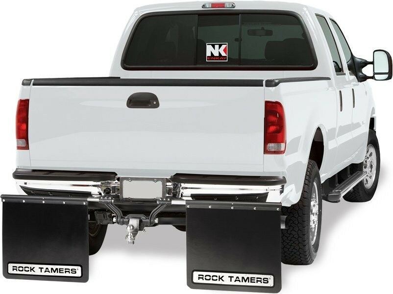 Rock Tamers 00108 2" Hub Mudflap System with Matte Black Stainless Steel Trim Plates