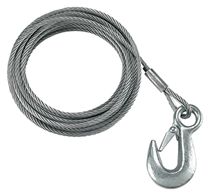 Fulton Performance WC325 0100 3/16" x 25' Galvanized Winch Cable with Hook 4200 lbs