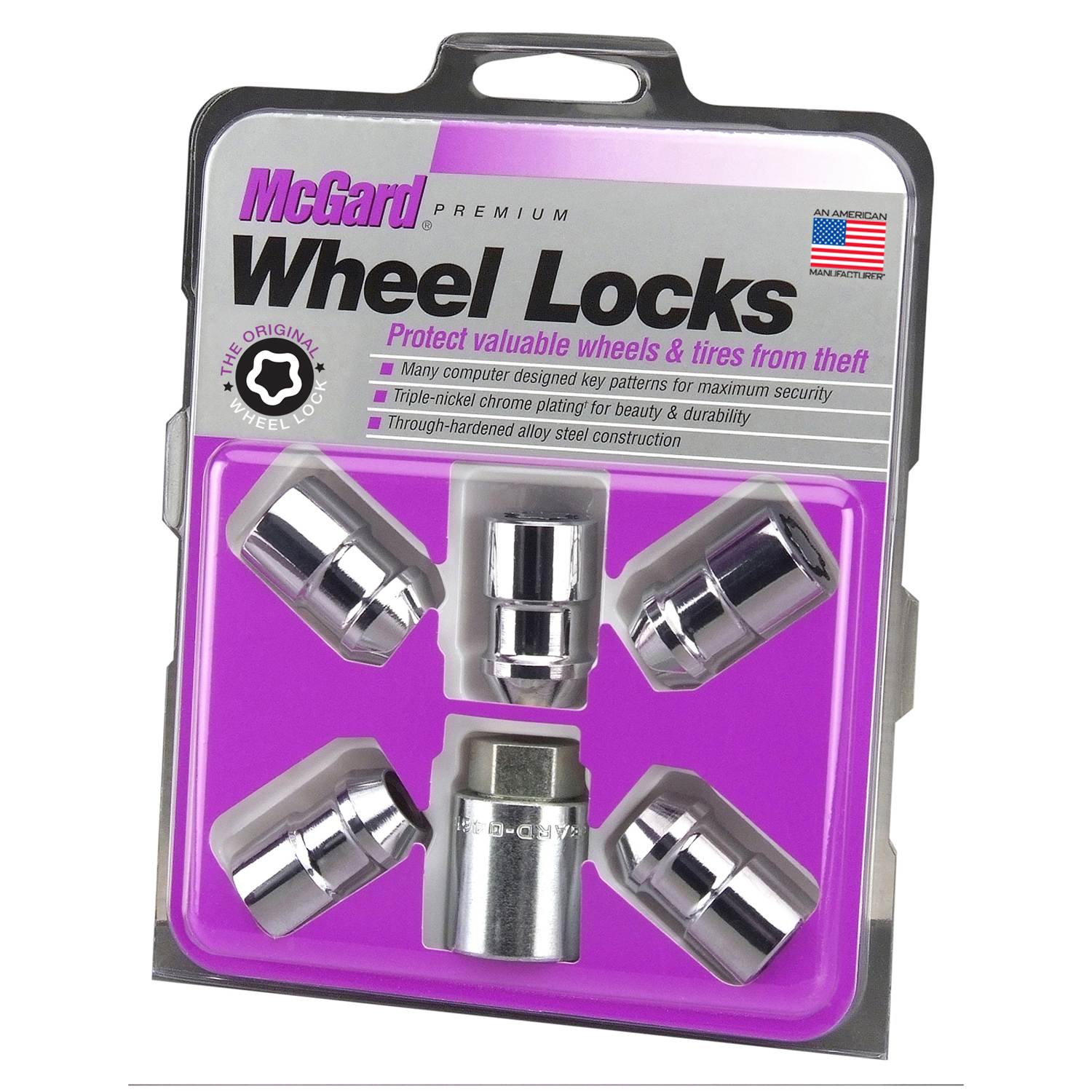 Picture of McGard 24537 Chrome Cone Seat Wheel Locks 5-Lock Set