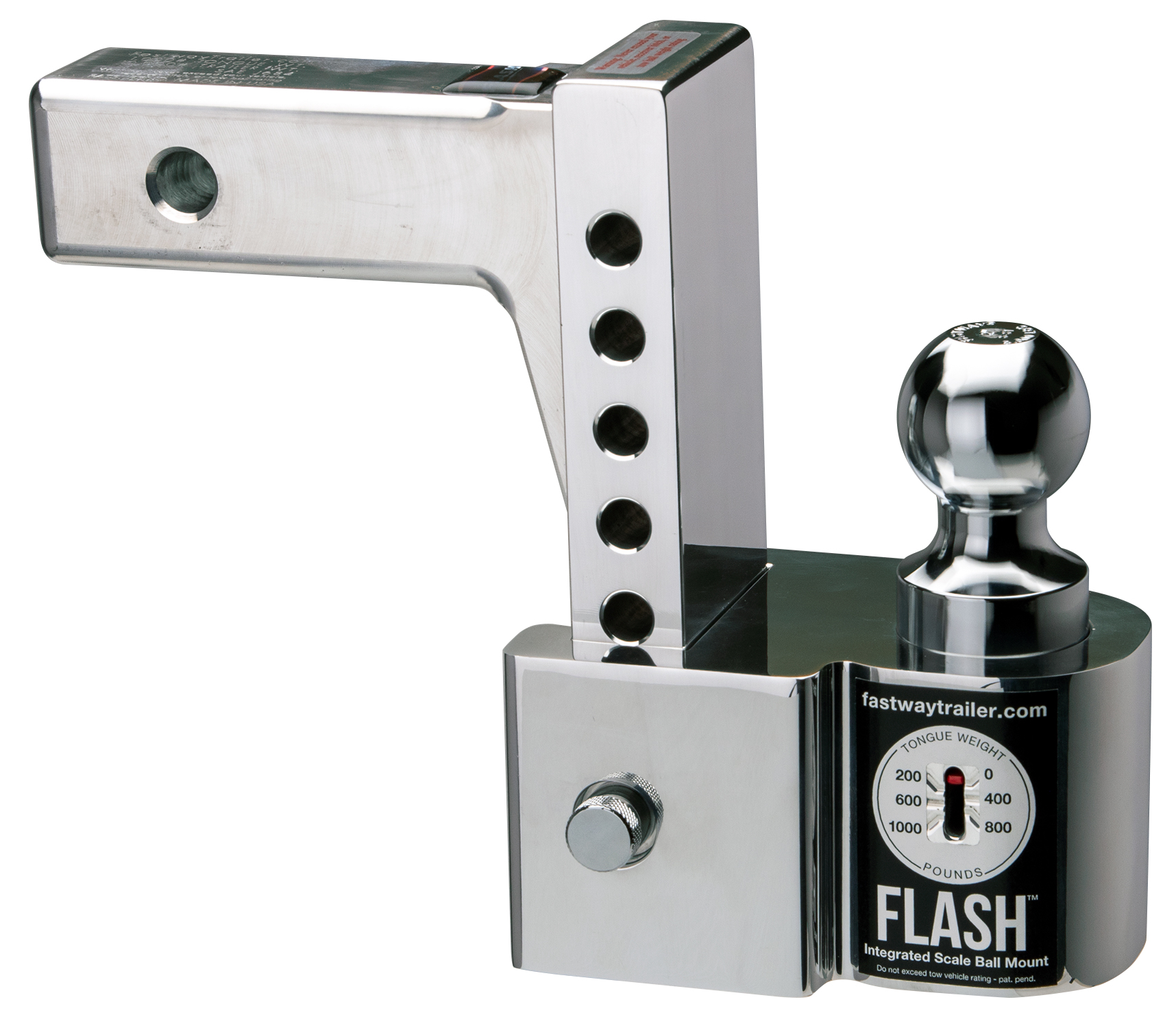 Fastway 48-00-8600 Flash Adjustable Aluminum Ball Mount with Integrated Tongue Weight Scale, 6" Drop/7" Rise