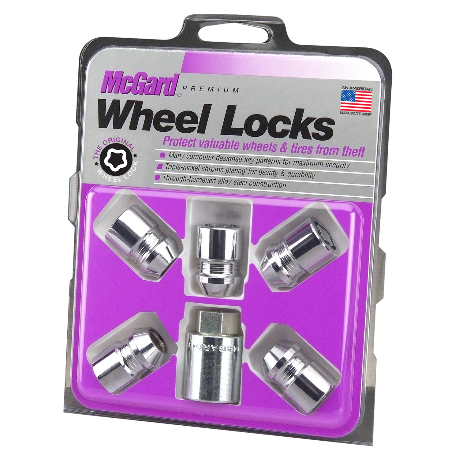 Picture of McGard 24557 Chrome Cone Seat Wheel Locks M12x1.5 Set of 5