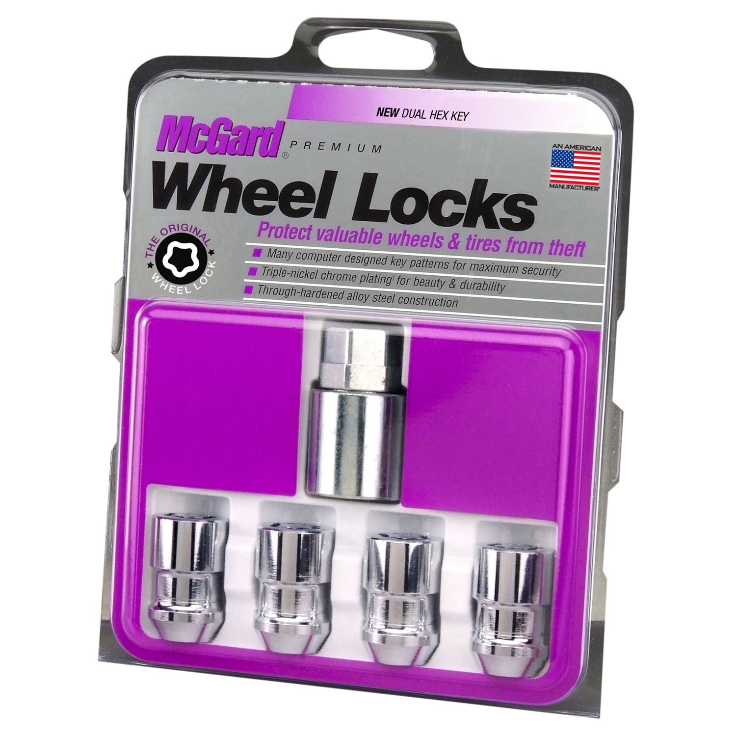 Picture of McGard 24137 Chrome Cone Seat Wheel Locks M12x1.5 Thread 3/4" Hex