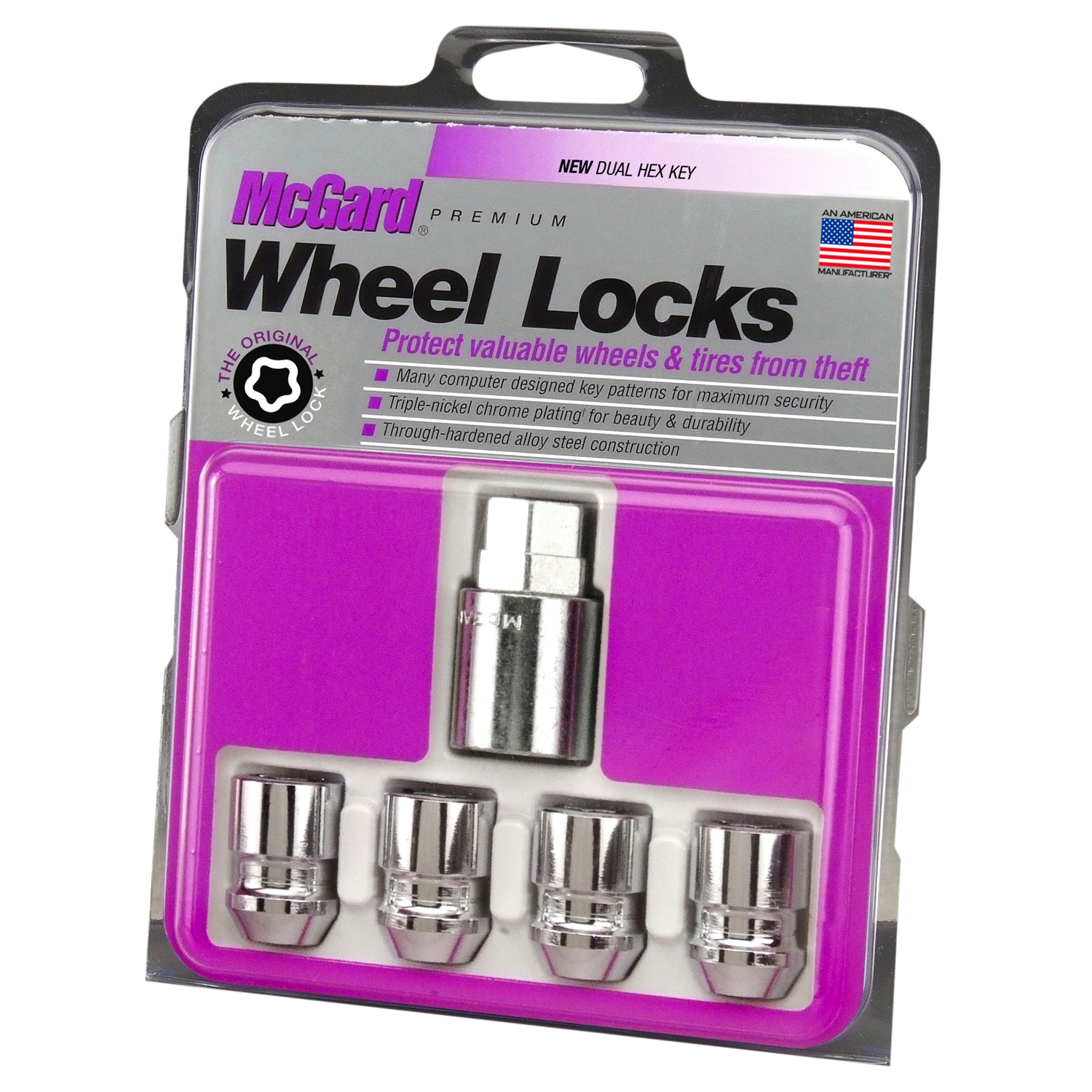 Picture of McGard 24157 Chrome Cone Seat Wheel Locks Set