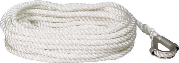SeaSense 50013030 Twisted Nylon Anchor Line 1/2" x 100' White