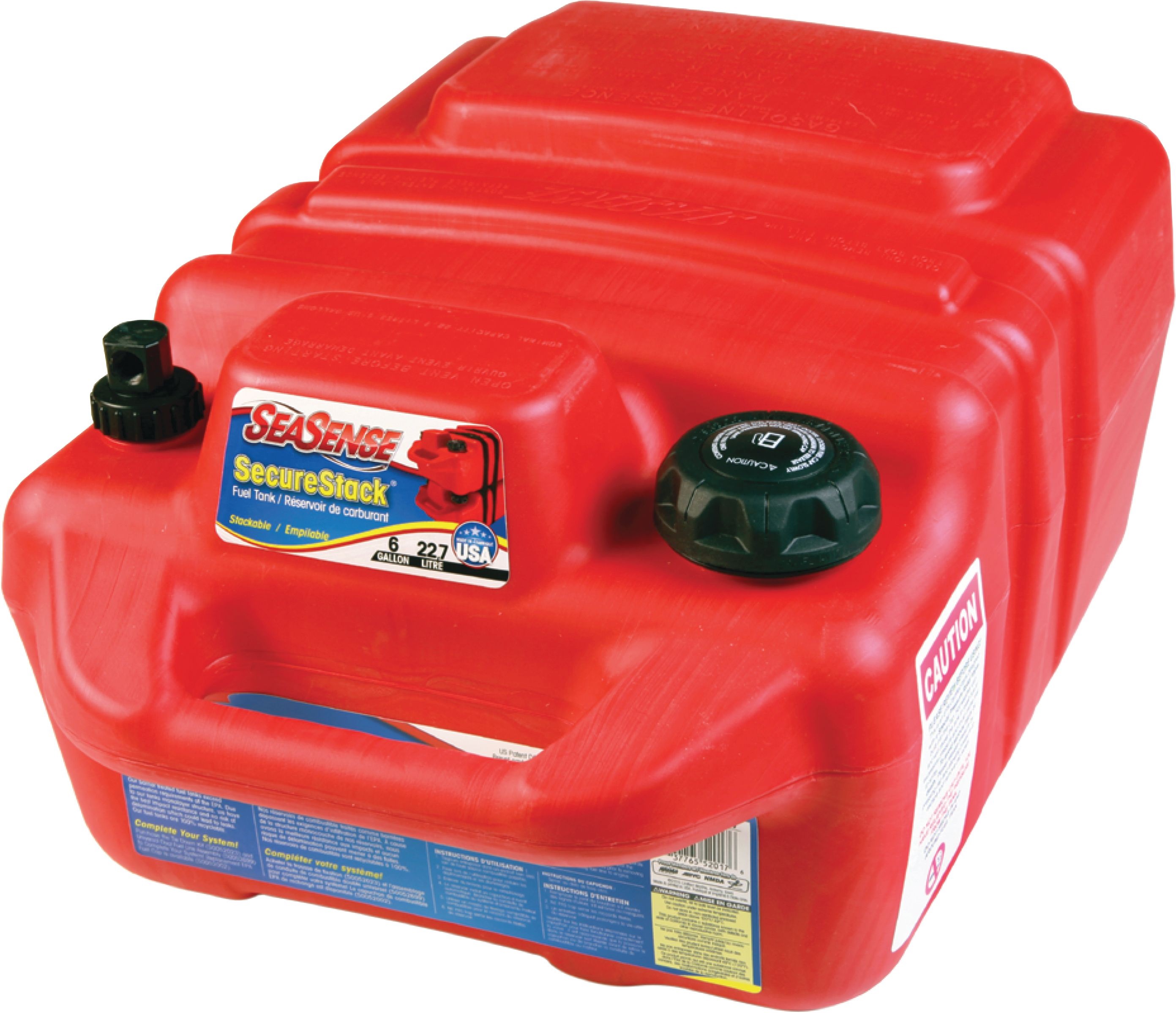 SeaSense 50052017 Portable Fuel Tank 6 Gallon EPA Compliant Stackable Marine Gas Tank