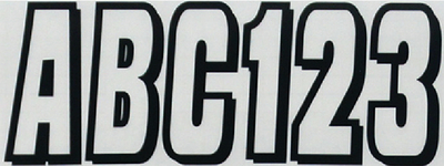 Hardline Products 320CLBLK 3-Inch Boat Registration Number Kit - Clear with Black Outline
