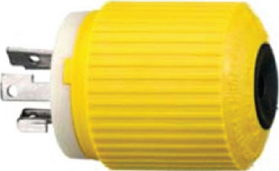 Hubbell HBL328DCP 30A 28VDC Yellow Locking Male Plug for Electric Fishing Reels