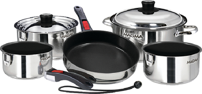 Magma A10366CB2IN Professional Series Gourmet Nesting 10-Piece Induction Cookware Set with Ceramica® Non-Stick