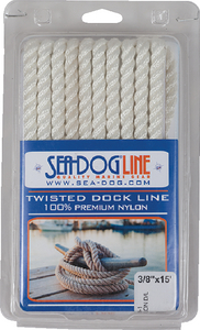 Sea-Dog Line 301110015WH-1 Twisted Nylon Dock Line 3/8" x 15' White