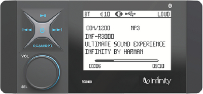 Infinity INFR3000 Marine Bluetooth Stereo Receiver with 4" LCD Display
