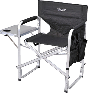 Ming's Mark SL1204-BLK.FLAG Folding Director's Chair Black with Racing Flag